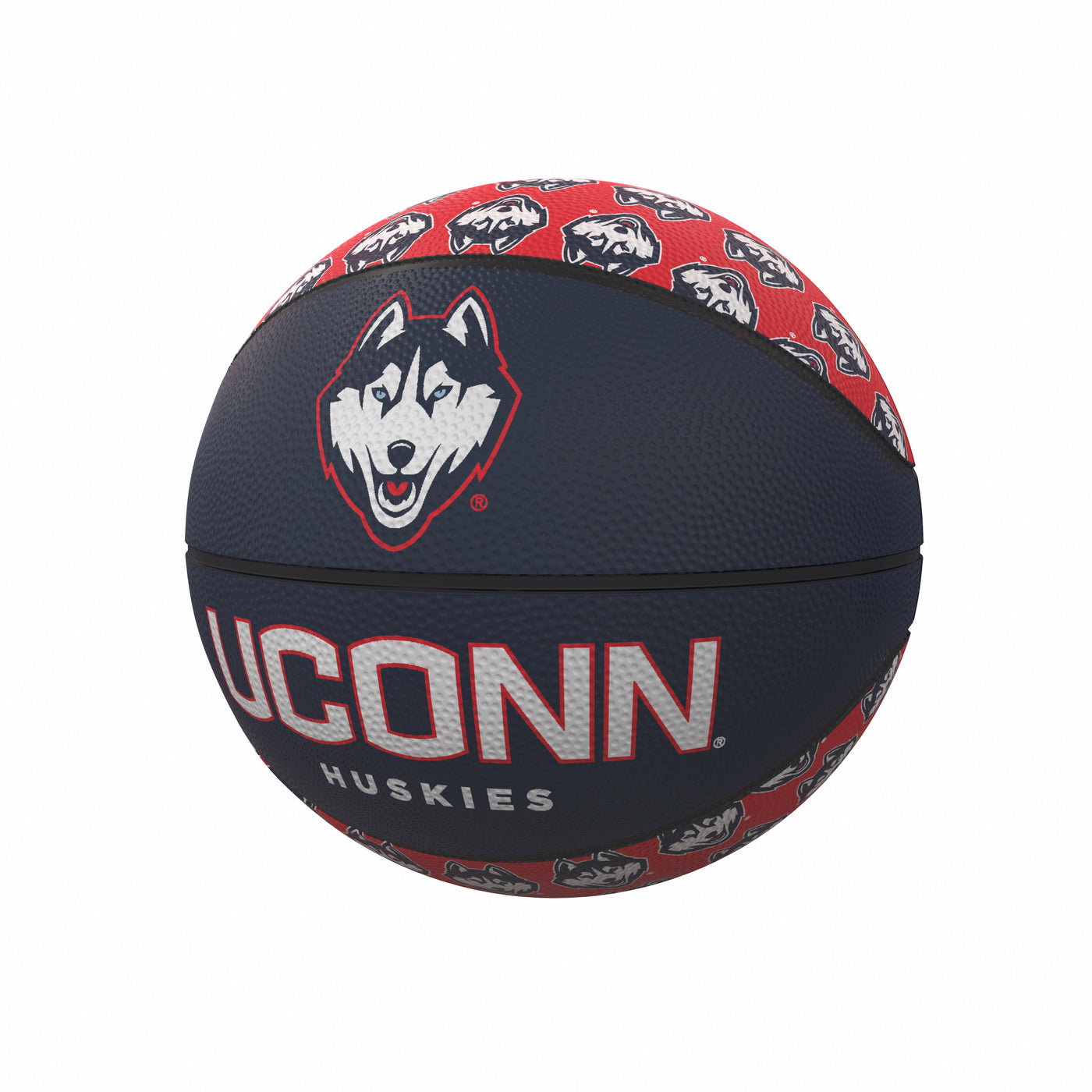 UConn Repeating Logo Mini-Size Rubber Basketball - Logo Brands