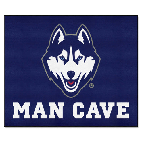 University of Connecticut Man Cave Tailgater mat by Logo Brands featuring UConn logo and team colors for sports fan decor