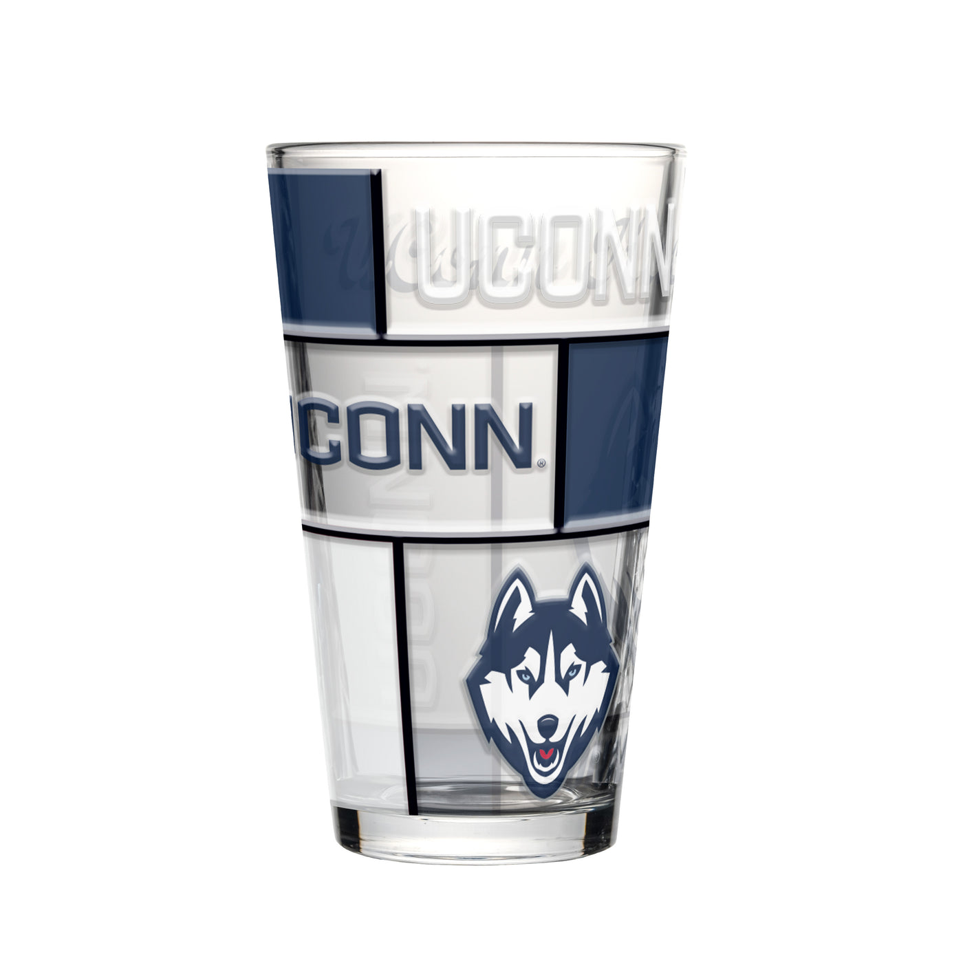 UConn 16oz Quilted Stained Pint Glass