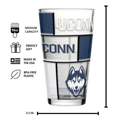 UConn 16oz Quilted Stained Pint Glass