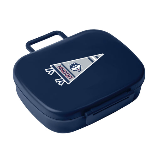 UConn Travel Pennant Lunch Box cooler featuring UConn logo and pennant design, made by Logo Brands, ideal for carrying lunch.