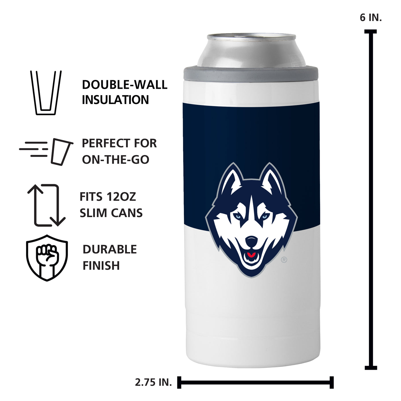 UConn 12oz Colorblock Slim Can Coolie