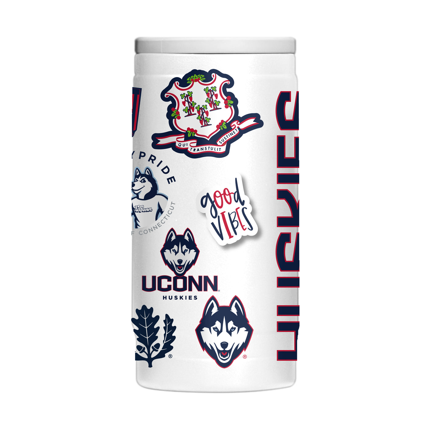 UConn 12oz Native Powder Coat Slim Can Coolie