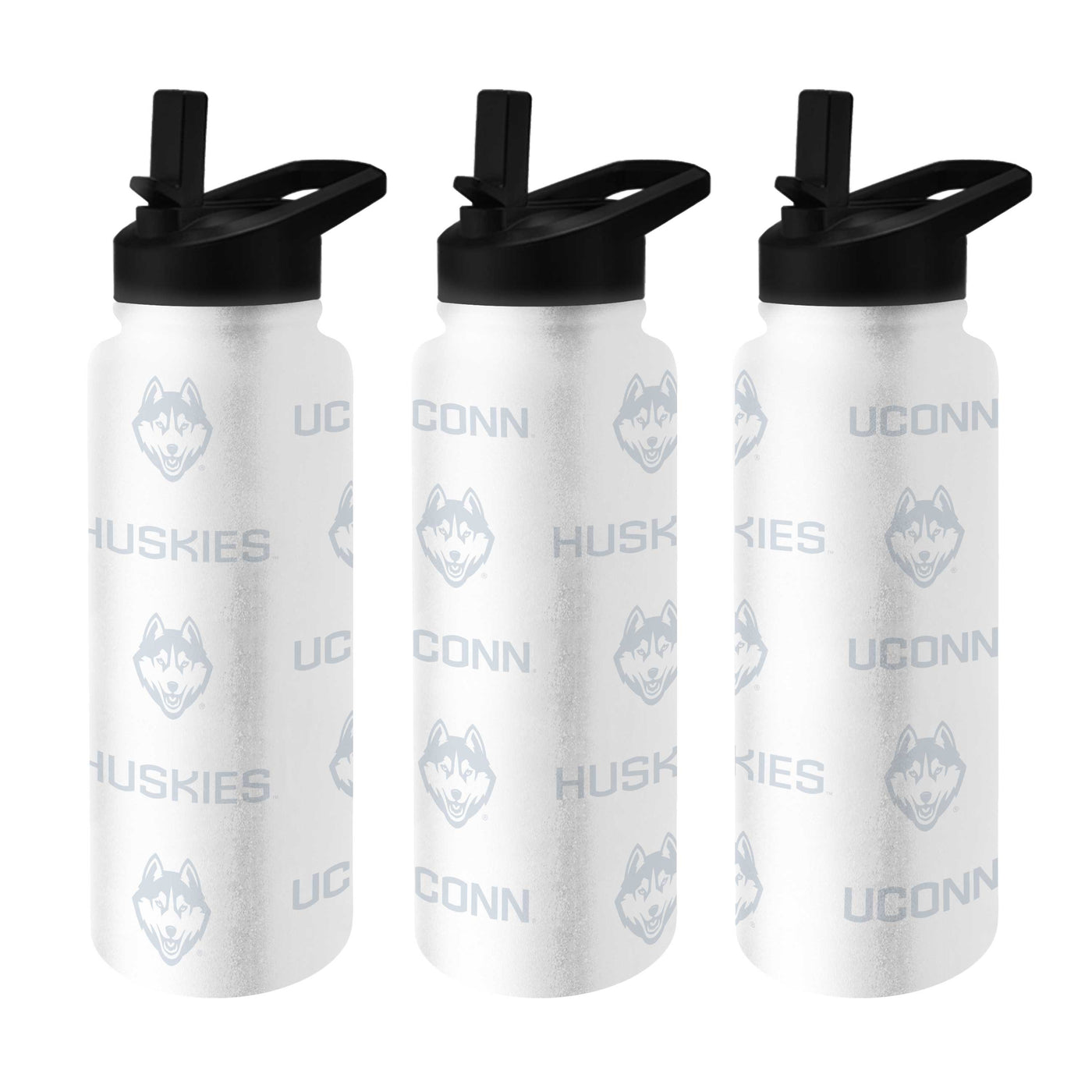 UConn White 34oz Repeating Quencher Bottle w/ 6pk Stickers