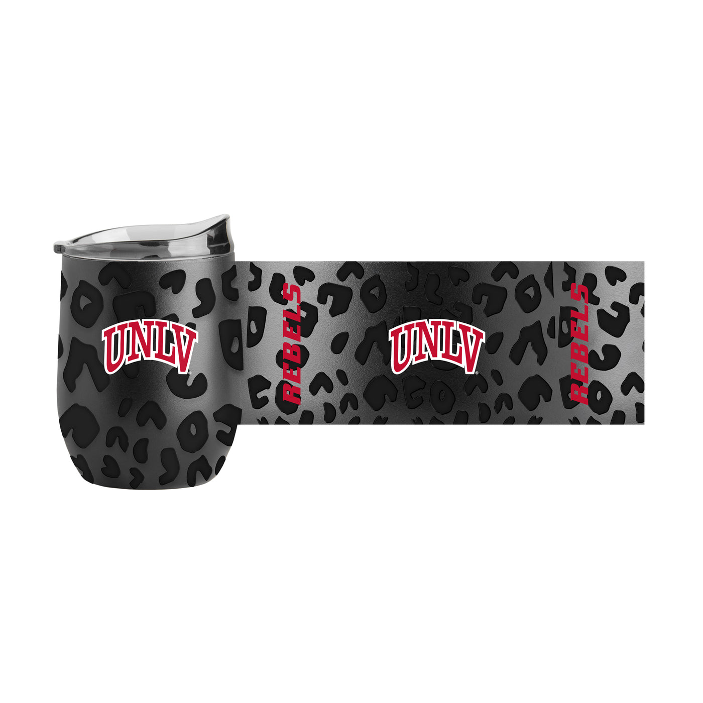 UNLV Leopard 16oz Black Powdercoat Curved Beverage
