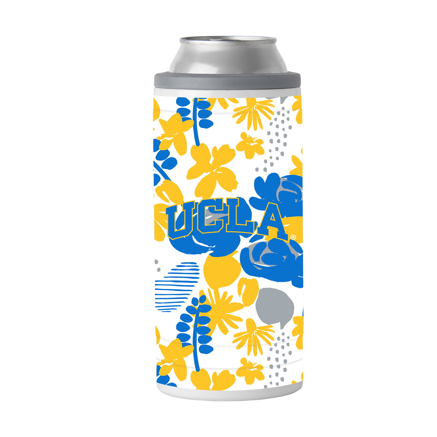 UCLA 12oz Floral Slim Can Coolie