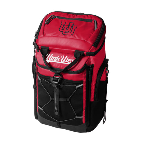 Utah 26 Can Cooler Backpack by Logo Brands, insulated cooler with adjustable straps and front pocket for outdoor use.