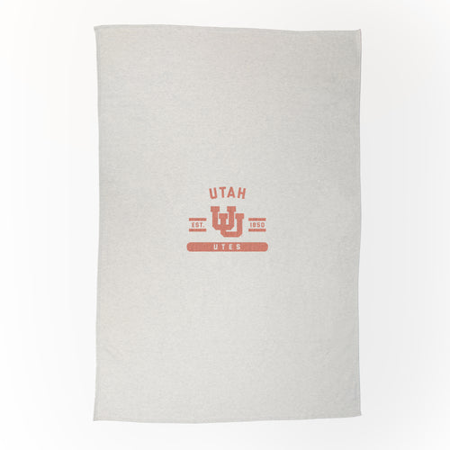 Utah Oatmeal Sweatshirt Blanket by Logo Brands, soft and cozy blanket with sweatshirt-inspired design and neutral oatmeal color.