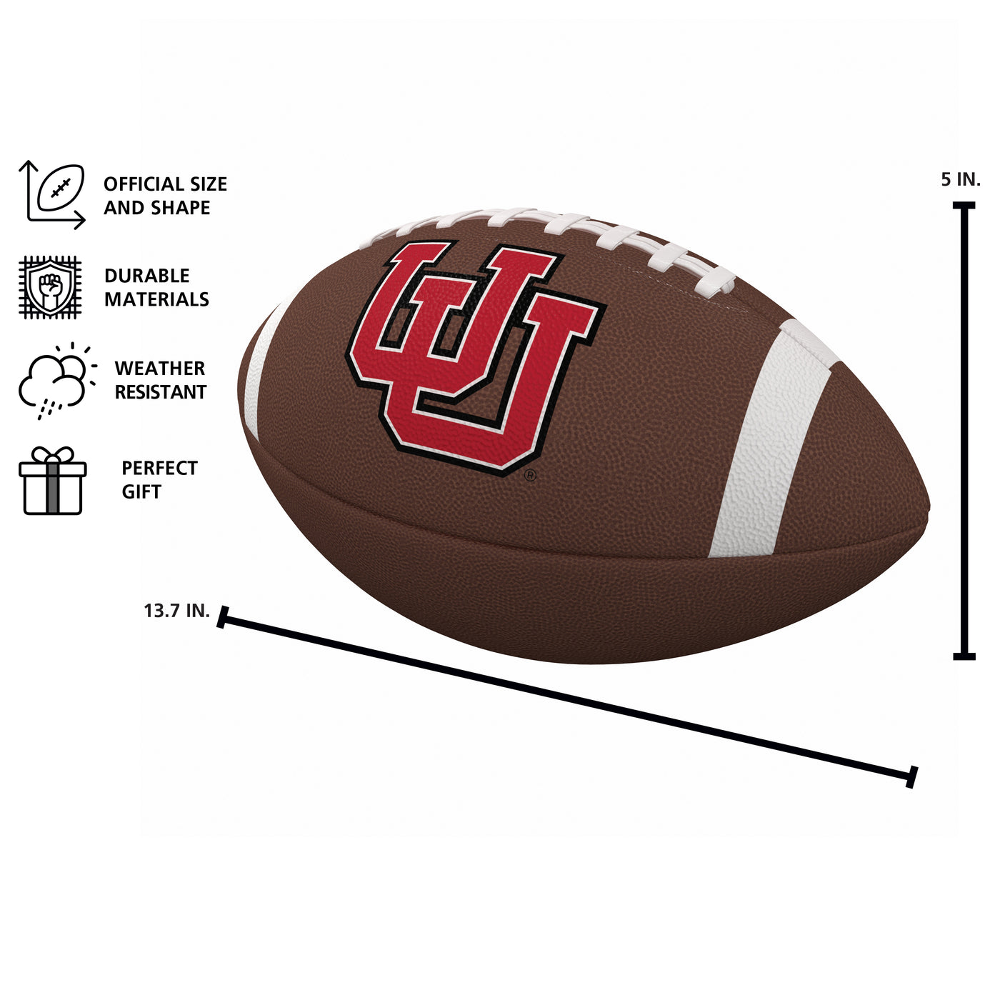 Utah Team Stripe Official-Size Composite Football