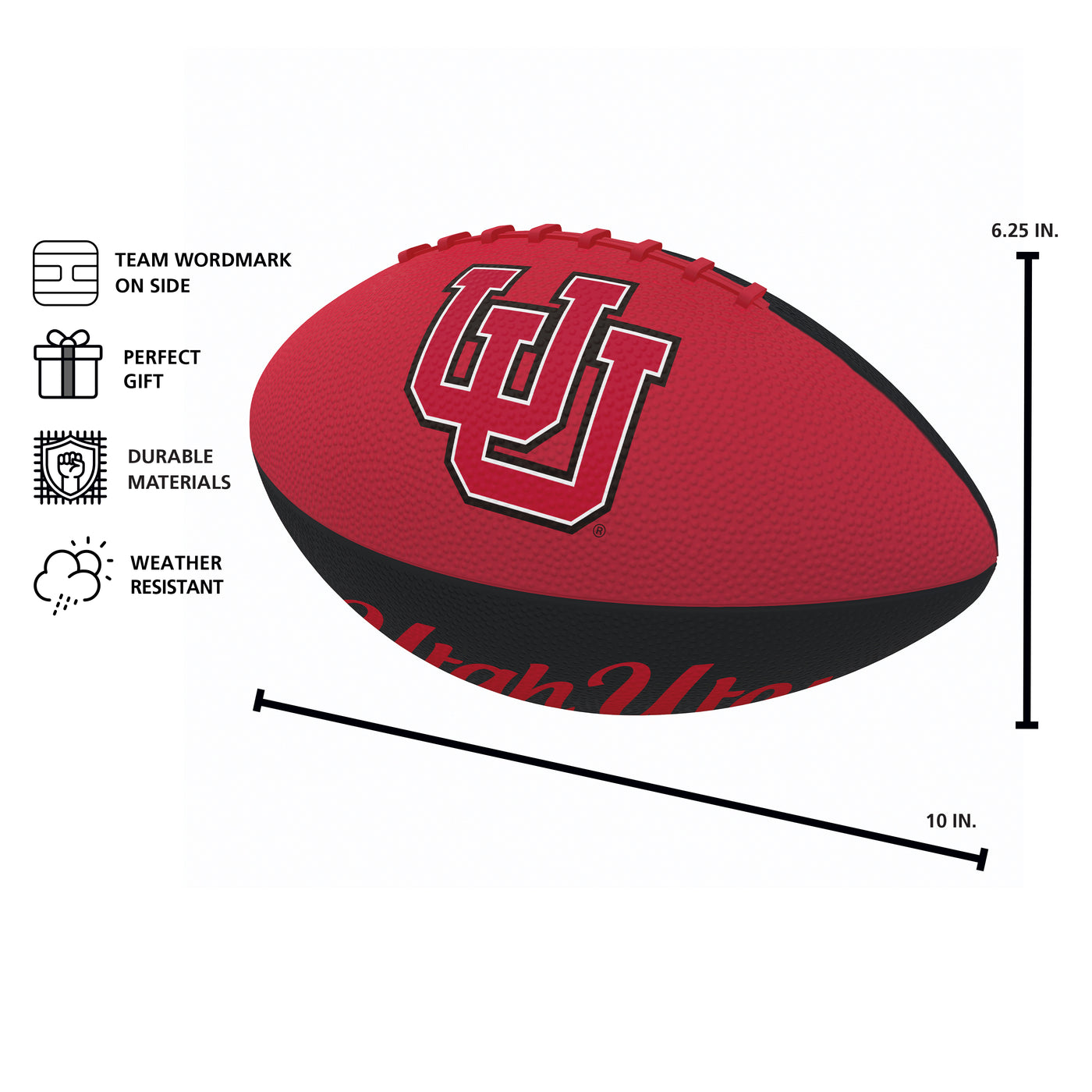 Utah Pinwheel Junior Size Rubber Football