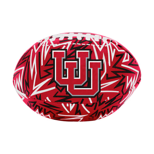 Utah Graffiti Micro Soft Football by Logo Brands for recreation, featuring colorful graffiti design on a small soft football.