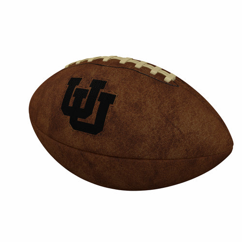 Utah Mini Size Leather Football by Logo Brands, recreational football with classic brown leather surface and white laces.