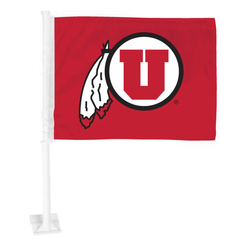 University of Utah Car Flag by Logo Brands, auto flag featuring the university's logo on a vibrant fabric flag for vehicle display.