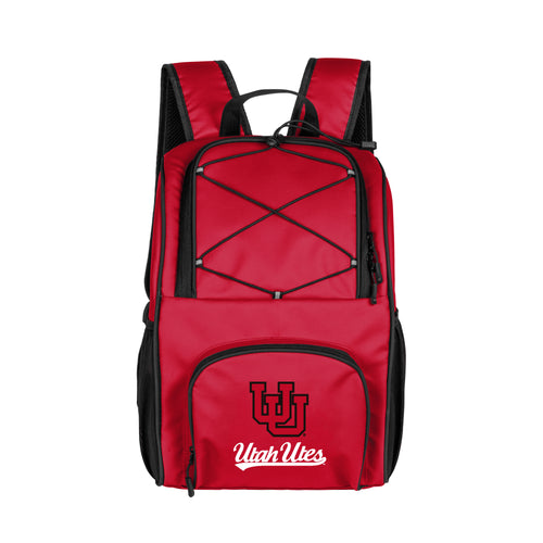 Logo Brands Utah 24 Can Flex Backpack Cooler with insulated main compartment and adjustable shoulder straps.