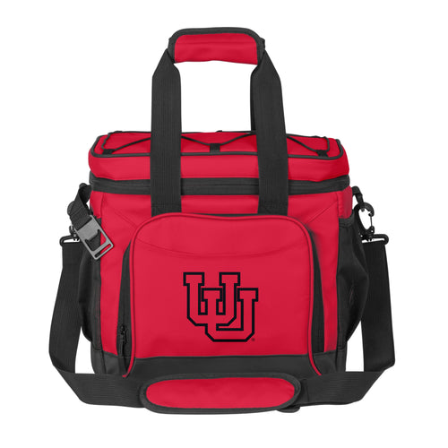 Utah 24 Can Flex Cooler by Logo Brands showing its soft, flexible design with zippered top and handle for portability.