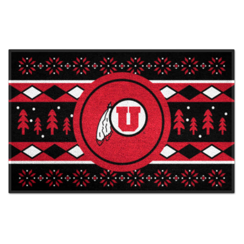University of Utah holiday sweater starter mat by Logo Brands, featuring festive Utah-themed design on a durable mat.