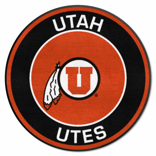 University of Utah Roundel Mat by Logo Brands featuring the Utah Utes logo and team colors on a durable mat.