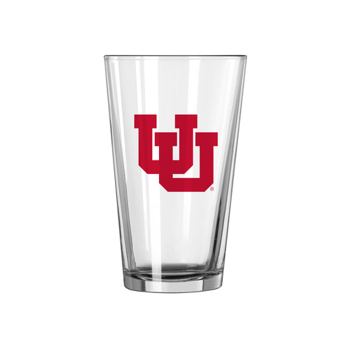 Utah Gameday pint glass, 16oz drinkware by Logo Brands featuring Utah team logo and vibrant sports design.