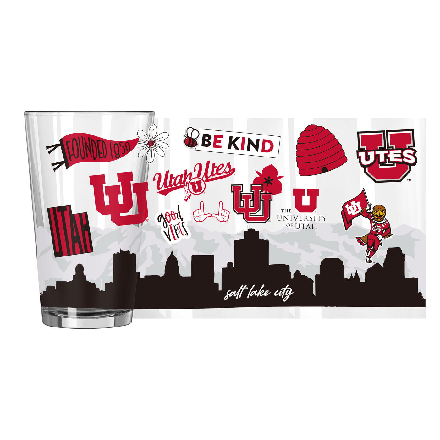 Utah 16oz Native Pint Glass - Logo Brands