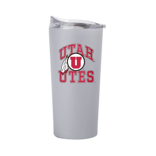 Utah 20oz athletic powder coat tumbler by Logo Brands, stainless steel drinkware with a matte finish and sports team logo.