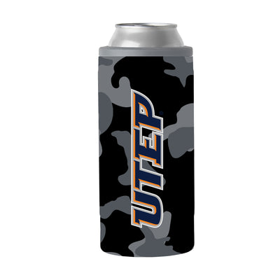 UTEP Black Camo 12oz Slim Can Coolie