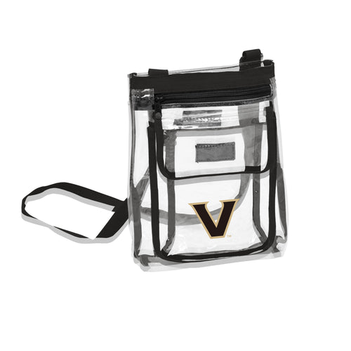 Vanderbilt Gameday clear crossbody bag by Logo Brands, transparent bag with Vanderbilt team logo, adjustable strap and spacious interior.