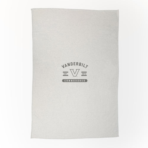 Vanderbilt oatmeal sweatshirt blanket by Logo Brands, soft cozy throw with Vanderbilt University logo design, perfect for warmth and comfort.