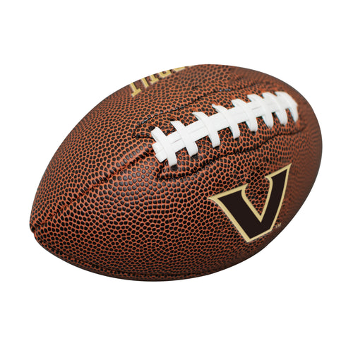Vanderbilt Mini Size Logo Brands composite football for recreation, with detailed stitching and team logo on the surface.