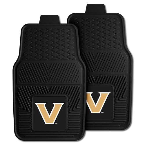 Vanderbilt University 2-piece vinyl car mat set with logo, designed for auto interior protection and style.