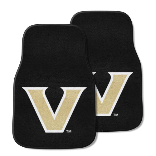 Vanderbilt University auto car mat set with two durable carpet mats featuring Vanderbilt logo for vehicle floor protection.