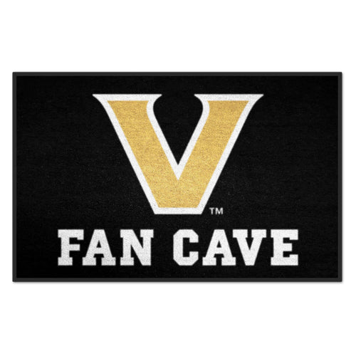 Vanderbilt University Man Cave Starter mat by Logo Brands featuring Vanderbilt logo and school colors for college fan decor