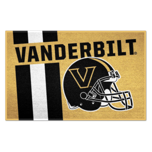 Vanderbilt University Starter Mat by Logo Brands, rectangular mat with Vanderbilt logo and university colors, ideal for gameday decor.