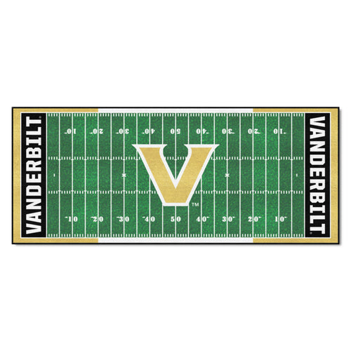 Vanderbilt University football field runner mat by Logo Brands featuring Vanderbilt Commodores logo and team colors.