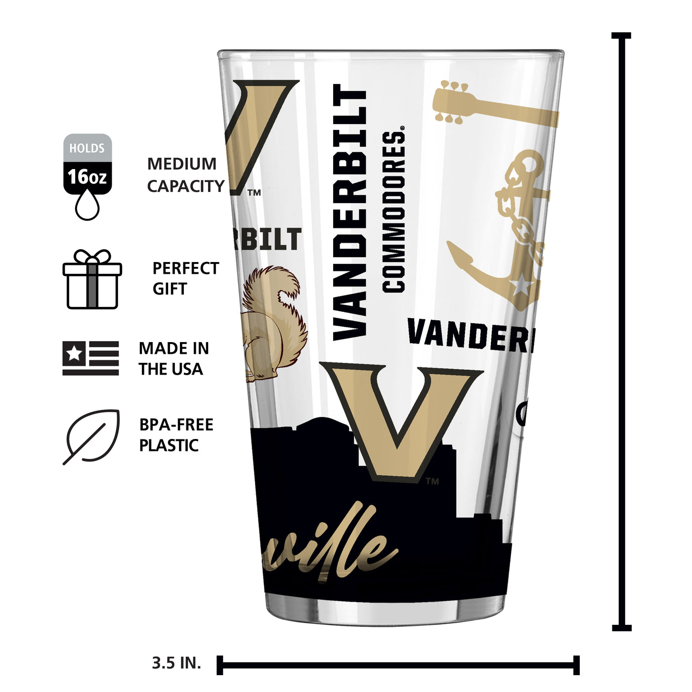 Vanderbilt 16oz Native Pint Glass