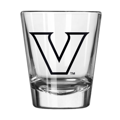Vanderbilt 2oz Gameday Shot Glass from Logo Brands, clear drinkware with Vanderbilt logo for college sports fans.