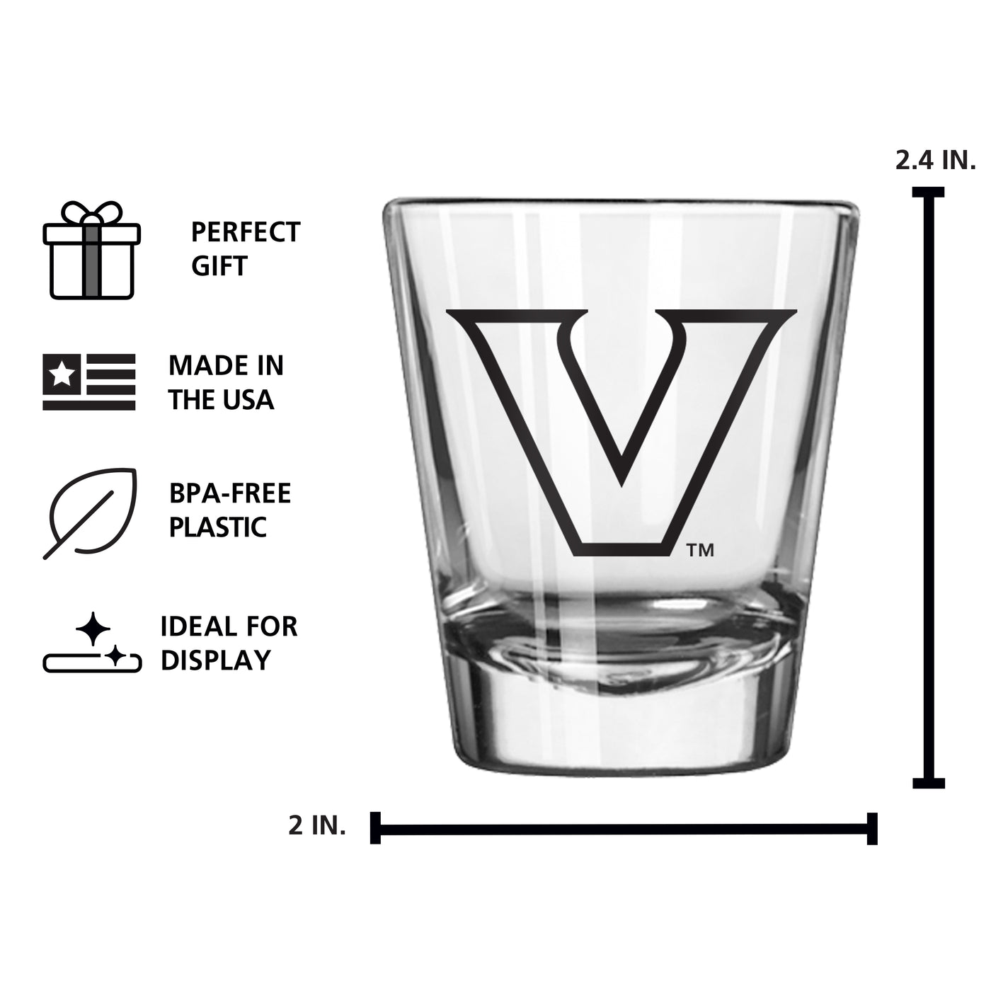 Vanderbilt 2oz Gameday Shot Glass