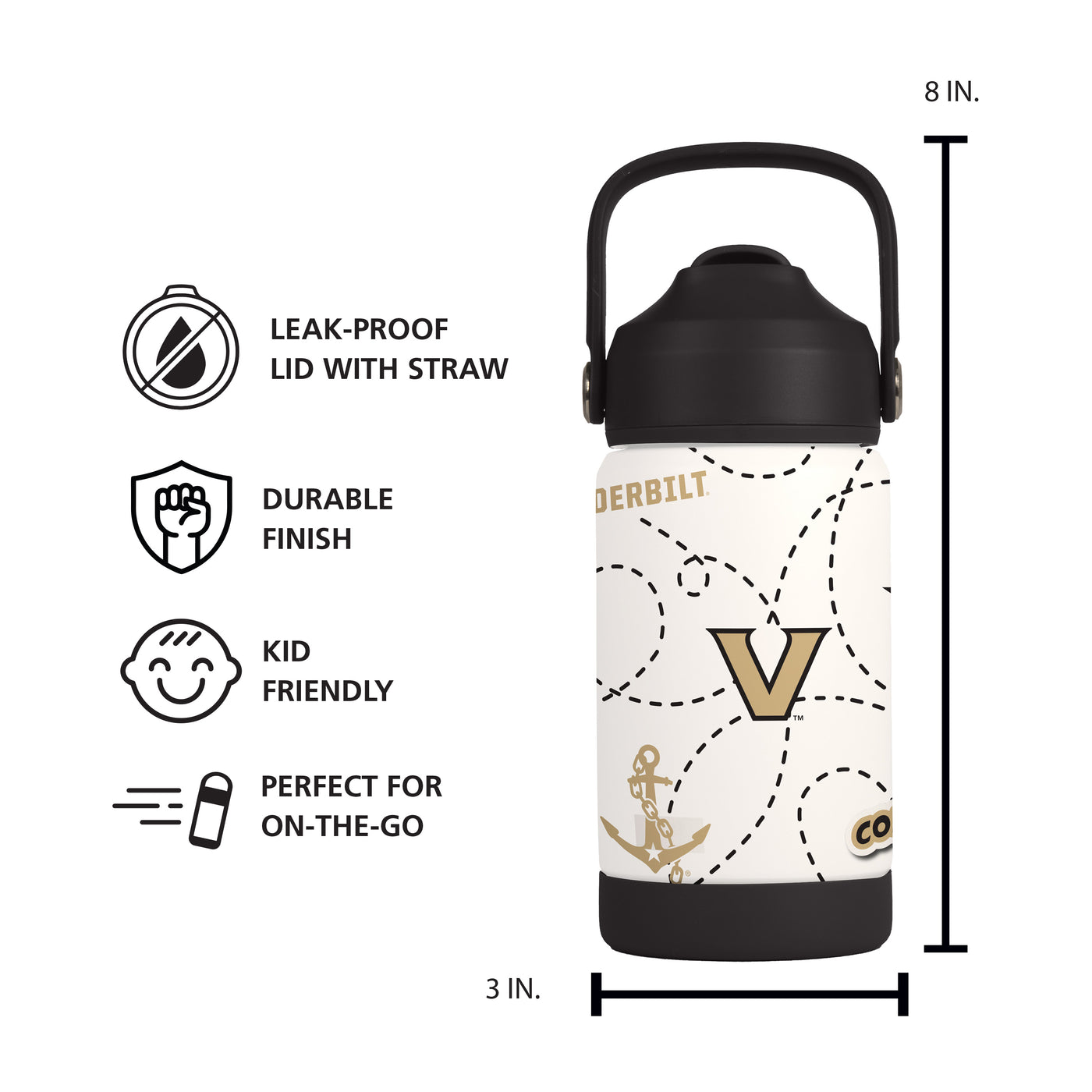 Vanderbilt 12oz Mascot SS Kids Bottle