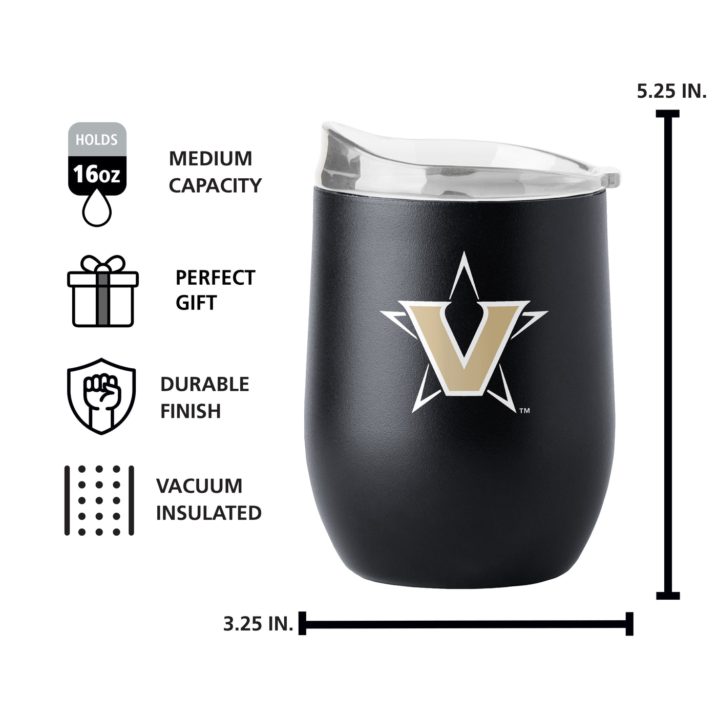 Vanderbilt 16oz Flipside Powder Coat Curved Beverage