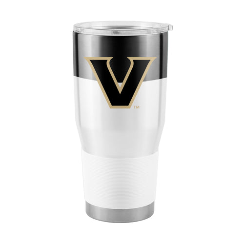 Vanderbilt 30oz colorblock stainless steel tumbler with lid, durable drinkware by Logo Brands for hot or cold beverages.