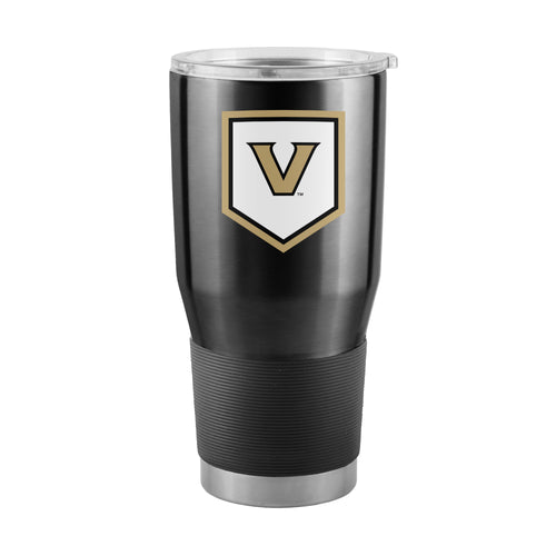 Vanderbilt 30oz VandyBoys stainless steel tumbler with logo design, double-walled drinkware for hot and cold beverages.