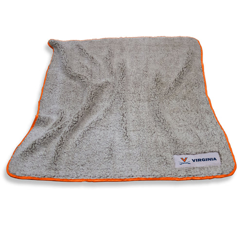 Virginia Combo Mark Frosty Fleece blanket by Logo Brands, featuring a cozy fleece material with Virginia team logo and vibrant colors.