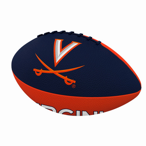 Junior size Virginia Pinwheel rubber football by Logo Brands, designed for recreational play with vibrant colors and textured surface.