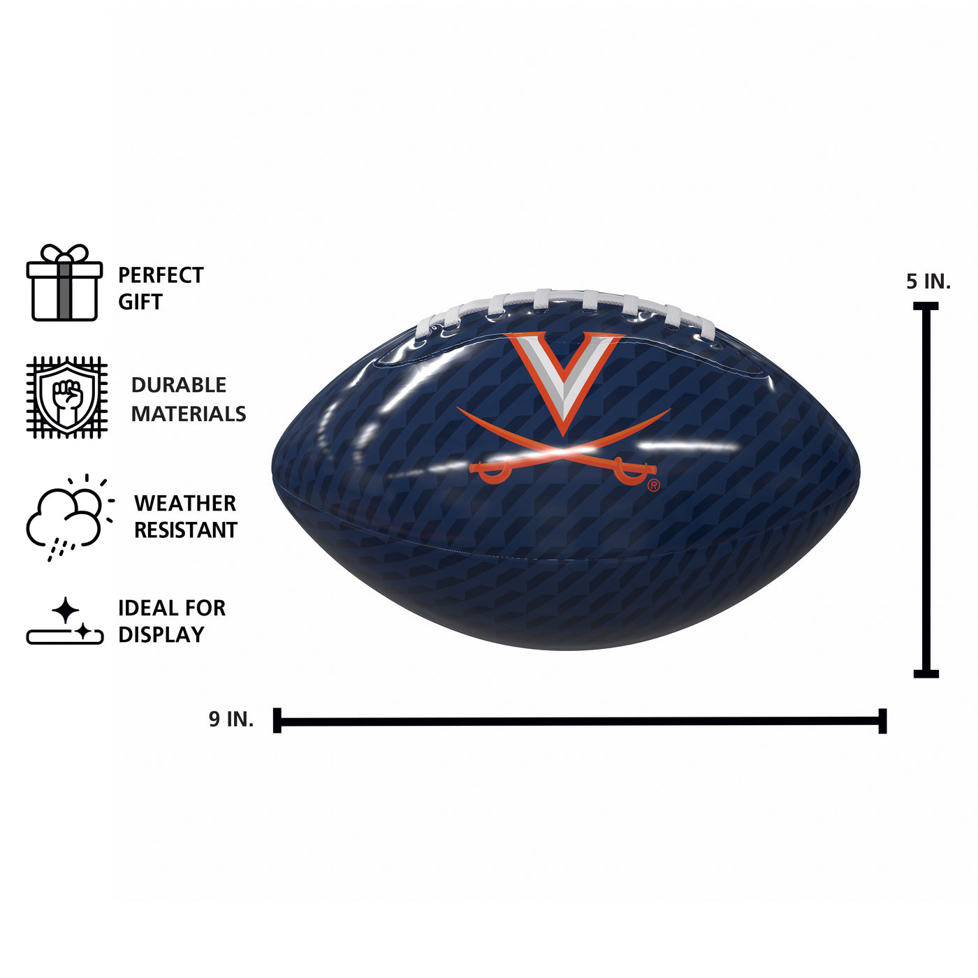 Virginia Carbon Fiber Mini Glossy Football