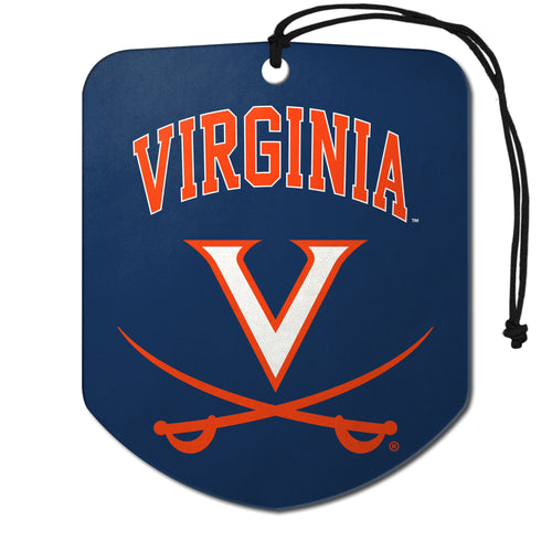 University of Virginia auto air freshener 2-pack by Logo Brands, featuring Virginia Cavaliers logo and branding.