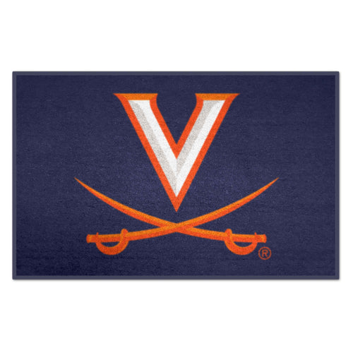 University of Virginia starter mat by Logo Brands, featuring the UVA logo and team colors, ideal for sports fans' entryways.
