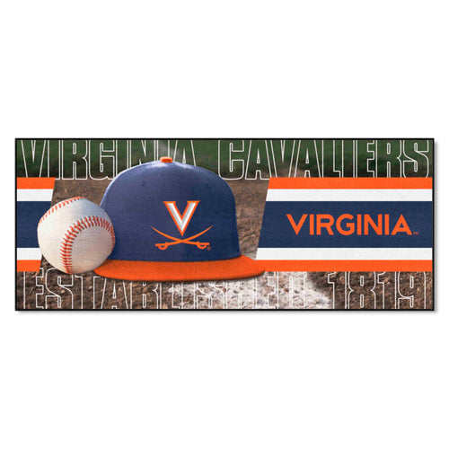 University of Virginia Baseball Runner mat by Logo Brands, featuring UVA logo and baseball design on a durable mat surface.