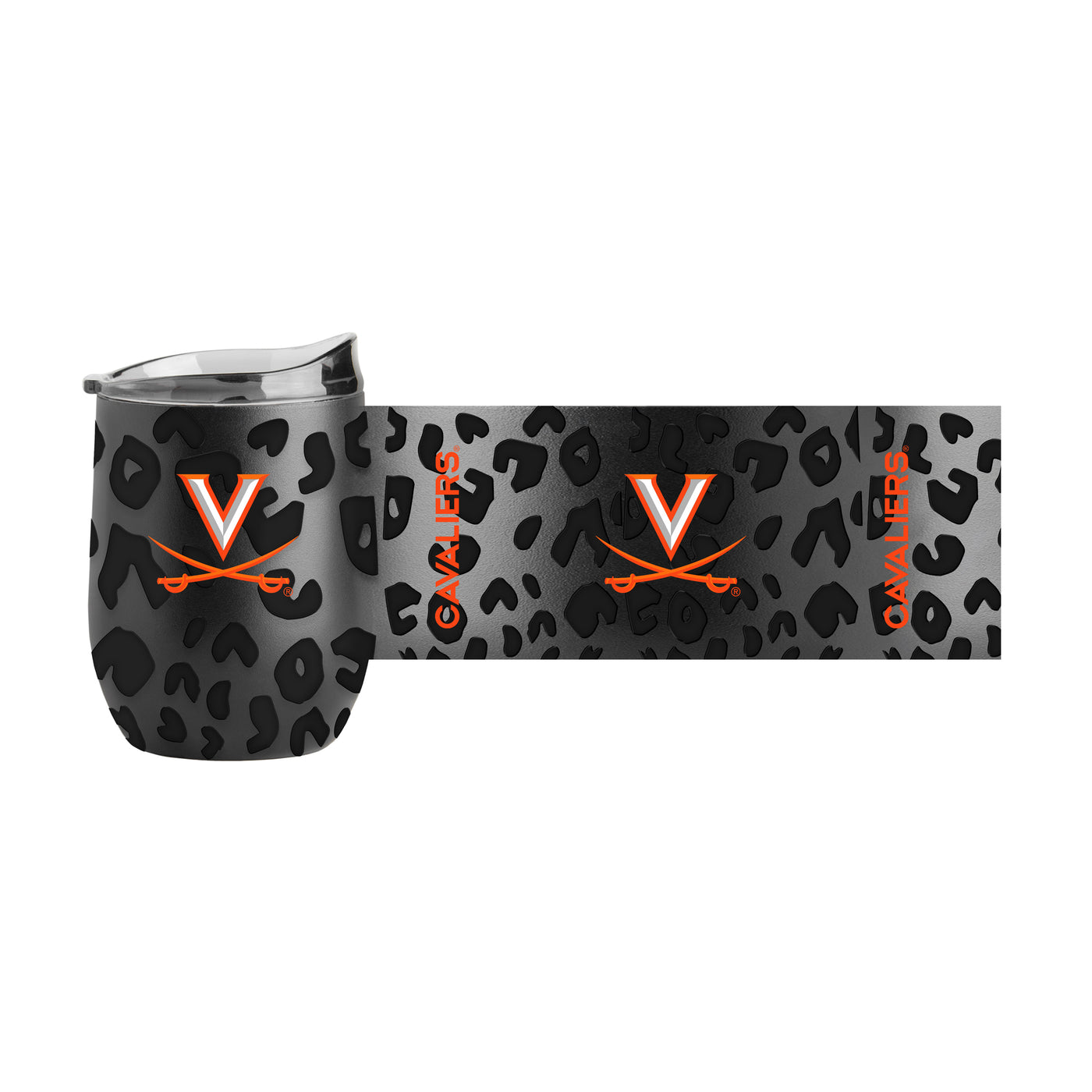 Virginia Leopard 16oz Black Powdercoat Curved Beverage