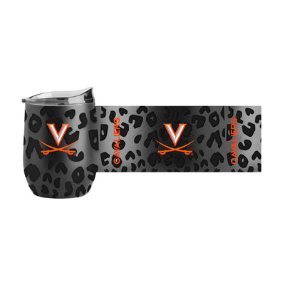 Virginia Leopard 16oz Black Powdercoat Curved Beverage