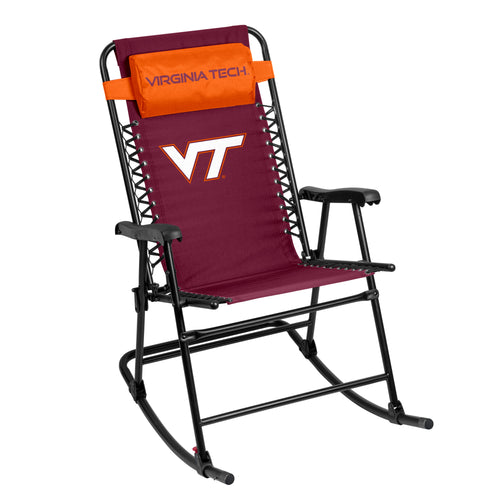 Virginia Tech bungee rocker chair by Logo Brands, featuring sporty Virginia Tech logo and comfortable bungee cord seating.