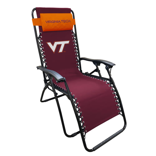 Virginia Tech Zero Gravity Lounger by Logo Brands featuring embroidered Virginia Tech logo, designed for outdoor relaxation.